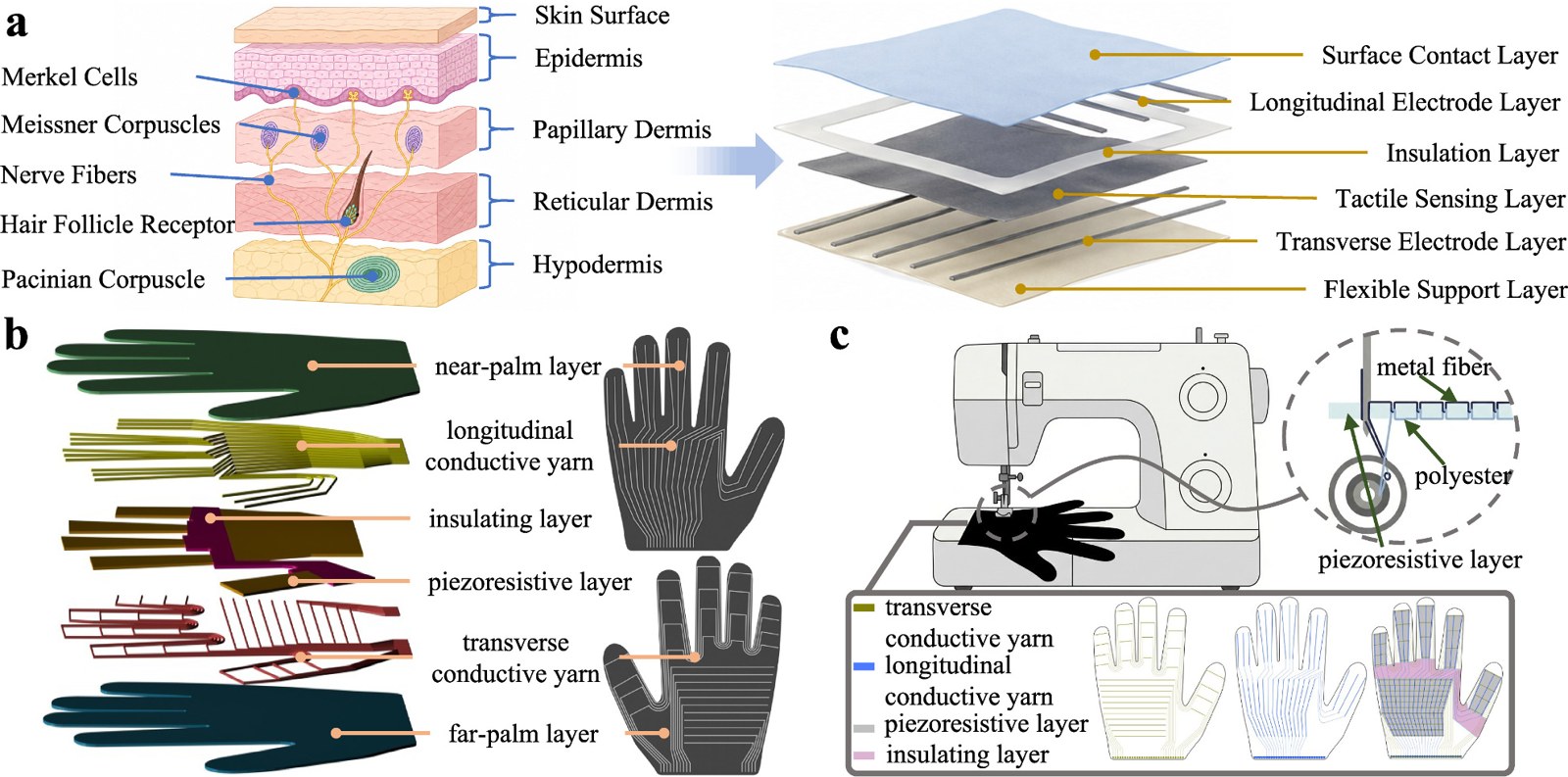Bio-Inspired Hierarchical Flexible Fabric Glove Enables Low-Cost Full-Palm Tactile Sensing