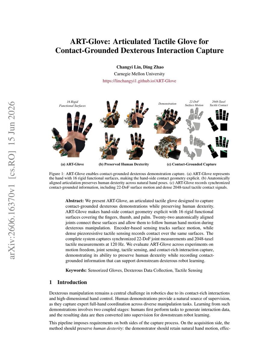 First page of the ART-Glove: Articulated Tactile Glove for Contact-Grounded Dexterous Interaction Capture paper