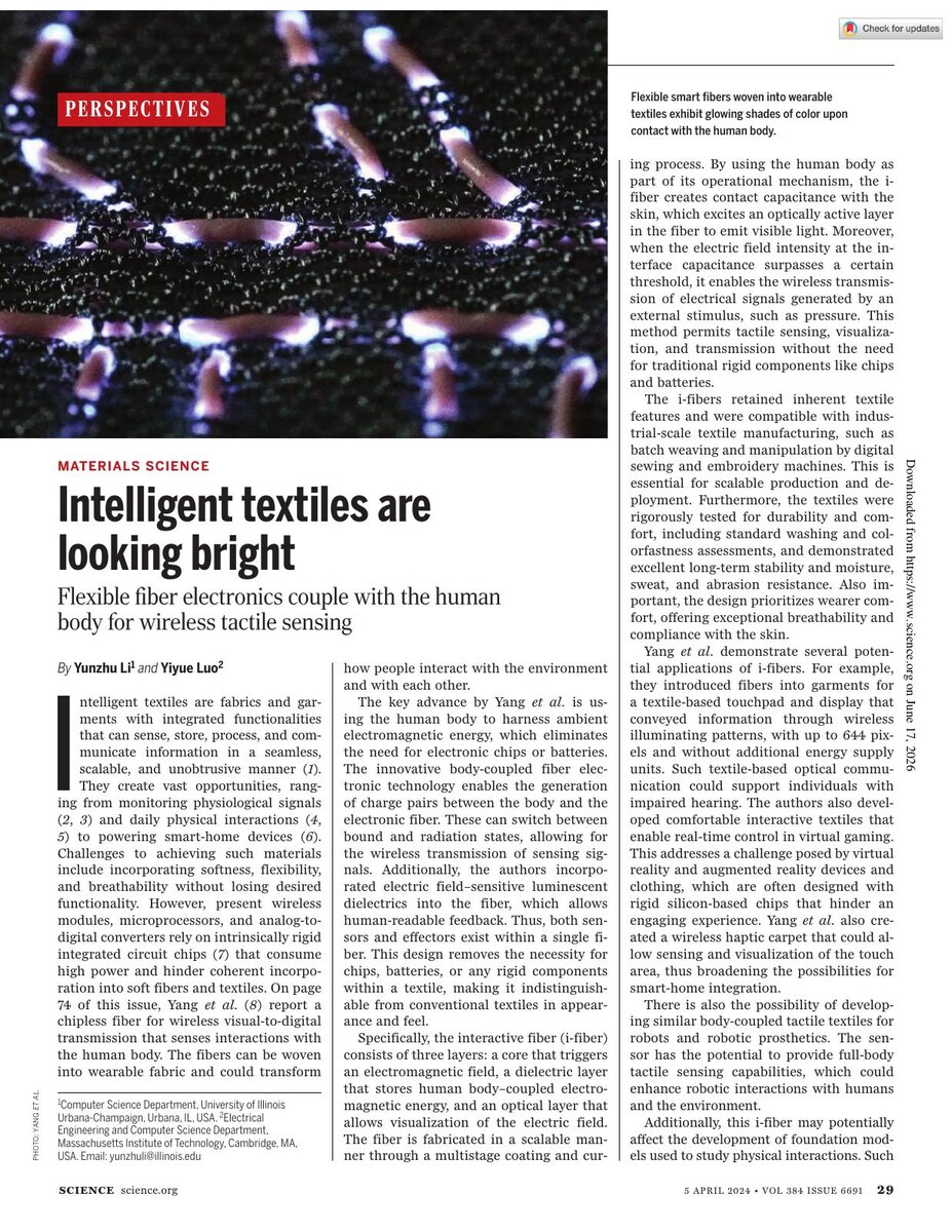 First page of the Intelligent Textiles Are Looking Bright paper